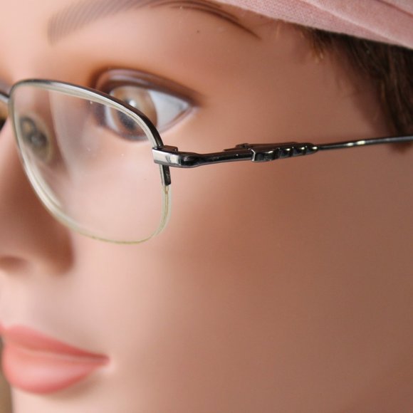 Men's HD 066 Half Rim Oval Silver Eyeglass Frames - Picture 1 of 5